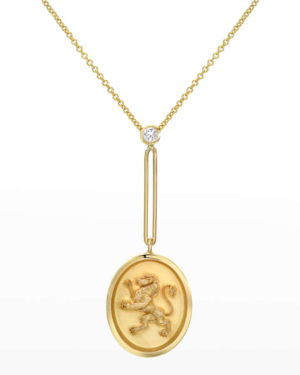 Yellow Gold Grand Lion Pendant Necklace